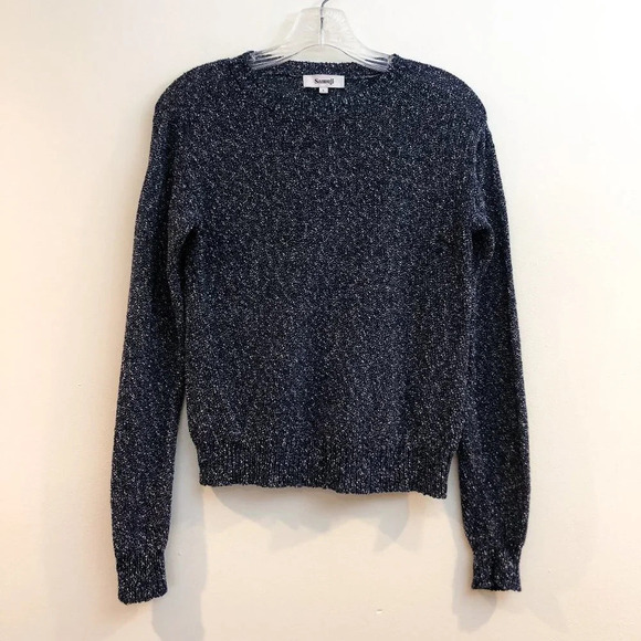 Samuji 100% Cotton Navy Classic Tight Knit Crew Neck Sheer Long Sleeve Sweater S - Picture 3 of 9